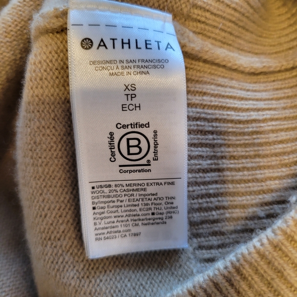 Athleta Beige Crew Neck Sweater XS - Picture 3 of 4